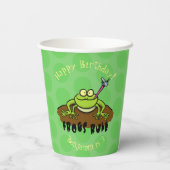 Kikkers heersen grappige groene kikkervis-cartoon papieren bekers (Achterkant)