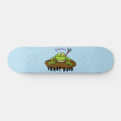 Kikkers heersen grappige groene kikkervis-cartoon persoonlijk skateboard (Horizontaal)