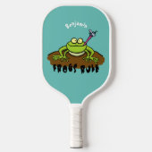 Kikkers heersen grappige groene kikkervis-cartoon pickleball paddle (Voorkant)