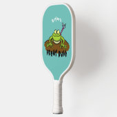 Kikkers heersen grappige groene kikkervis-cartoon pickleball paddle (Links)
