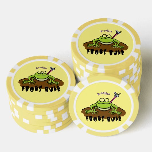 Kikkers heersen grappige groene kikkervis-cartoon poker chips (Opstapeling)