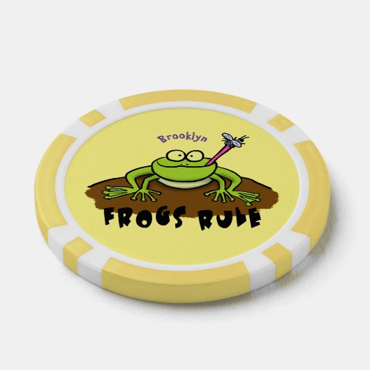 Kikkers heersen grappige groene kikkervis-cartoon poker chips (Enkel)