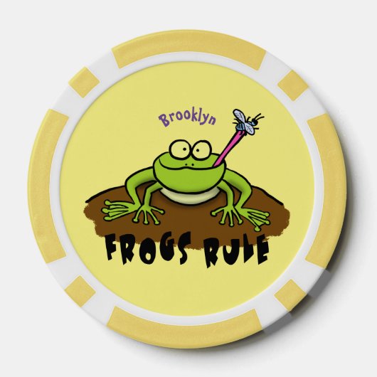 Kikkers heersen grappige groene kikkervis-cartoon poker chips (Achterkant)