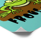 Kikkers heersen grappige groene kikkervis-cartoon poster (Hoek)