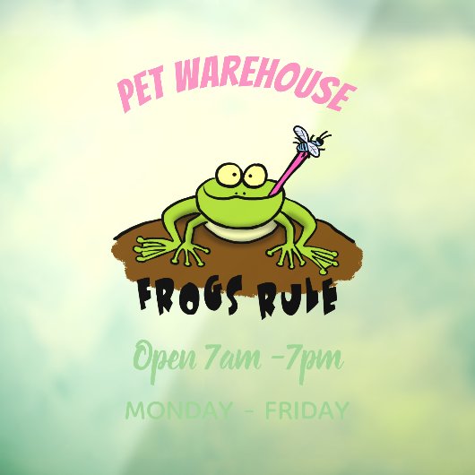 Kikkers heersen grappige groene kikkervis-cartoon raamsticker (Vel 3)