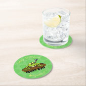 Kikkers heersen grappige groene kikkervis-cartoon ronde kartonnen onderzetter (Insitu)