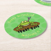 Kikkers heersen grappige groene kikkervis-cartoon ronde kartonnen onderzetter (Gebogen)