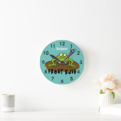 Kikkers heersen grappige groene kikkervis-cartoon ronde klok (Huis)