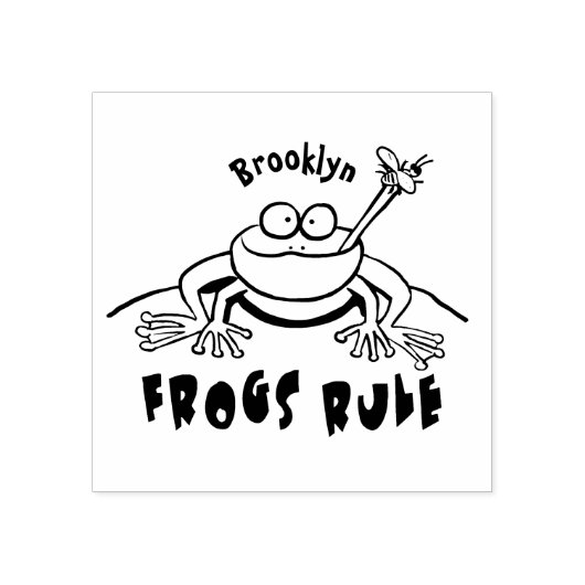 Kikkers heersen grappige groene kikkervis-cartoon rubberstempel (Afrduk)