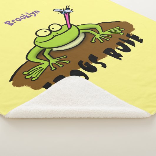 Kikkers heersen grappige groene kikkervis-cartoon sherpa deken (3/4)