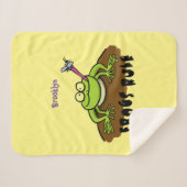 Kikkers heersen grappige groene kikkervis-cartoon sherpa deken (Voorkant (horizontaal))