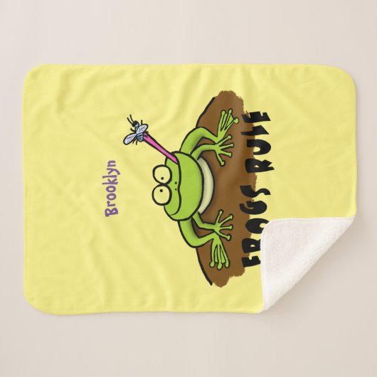 Kikkers heersen grappige groene kikkervis-cartoon sherpa deken (Voorkant (horizontaal))