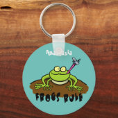 Kikkers heersen grappige groene kikkervis-cartoon sleutelhanger (Voorkant)