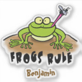 Kikkers heersen grappige groene kikkervis-cartoon sticker (Voorkant)