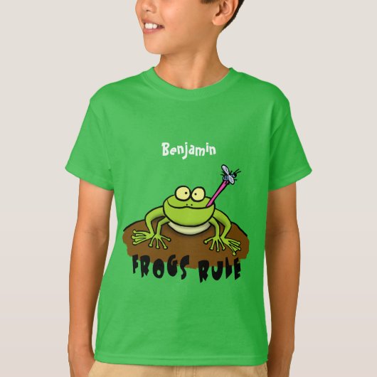 Kikkers heersen grappige groene kikkervis-cartoon t-shirt (Voorkant)