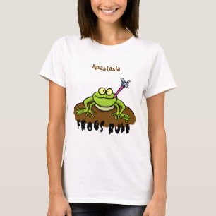 Kikkers heersen grappige groene kikkervis-cartoon t-shirt
