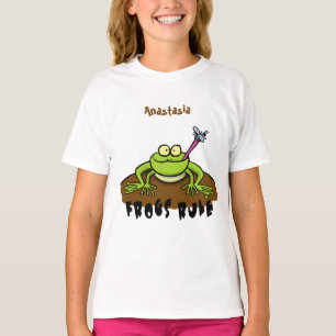 Kikkers heersen grappige groene kikkervis-cartoon t-shirt