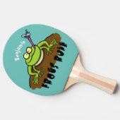 Kikkers heersen grappige groene kikkervis-cartoon tafeltennisbatje (Zijkant)