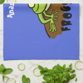 Kikkers heersen grappige groene kikkervis-cartoon theedoek (Gevouwen)