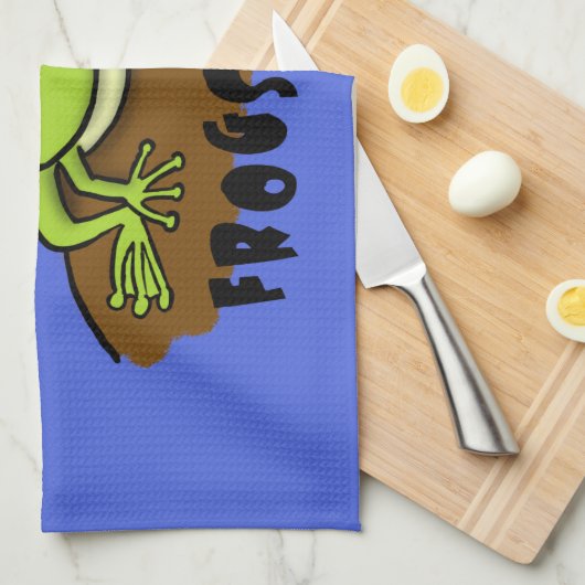 Kikkers heersen grappige groene kikkervis-cartoon theedoek (Quarter Fold)