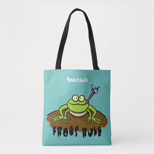 Kikkers heersen grappige groene kikkervis-cartoon tote bag (Voorkant)