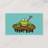 Kikkers heersen grappige groene kikkervis-cartoon visitekaartje (Achterkant)
