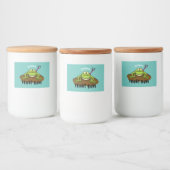 Kikkers heersen grappige groene kikkervis-cartoon voedselcontainer etiket (Flessen)