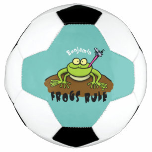 Kikkers heersen grappige groene kikkervis-cartoon voetbal