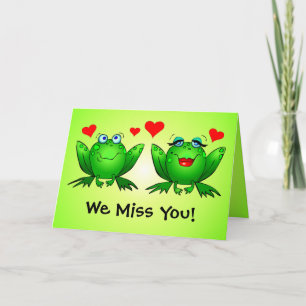 Kikkers houden van Miss You Cute Cartoon Green Kaart