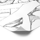 Kikkers in boombladeren zwart wit inkt kunst poster (Hoek)