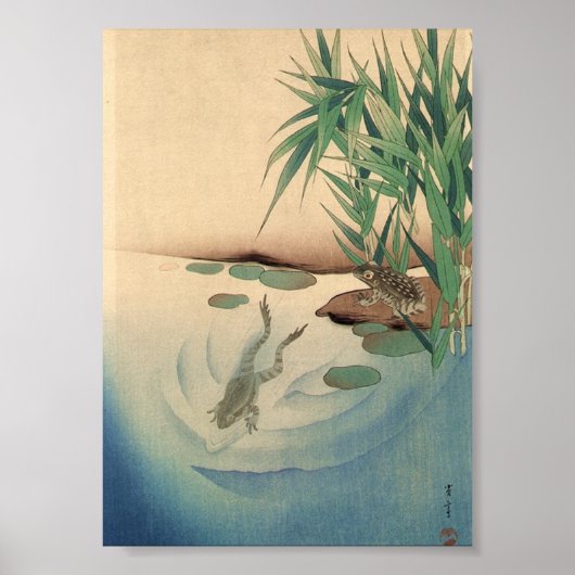 Kikkers in een Pond, Japanse Kunst ongeveer 1800 Poster (Voorkant)