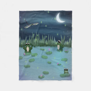 Kikkers in een vijver met waterlelies fleece deken