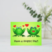 Kikkers in Liefde hebben een hapy Day Green Briefk Briefkaart (Staand voorkant)