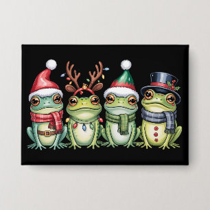 Kikkers Kerst Kikkerliefhebber Schattige Kerstman Button