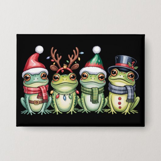 Kikkers Kerst Kikkerliefhebber Schattige Kerstman Button (Voorkant)
