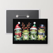Kikkers Kerst Kikkerliefhebber Schattige Kerstman Button (Voorkant / Achterkant)