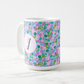 Kikkers Kunst Roze Waterlelies Aangepaste Monogram Koffiemok (Voorkant links)