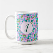 Kikkers Kunst Roze Waterlelies Aangepaste Monogram Koffiemok (Links)