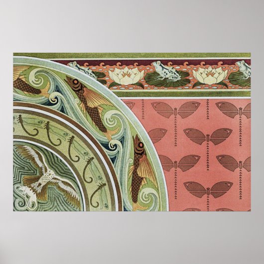 Kikkers, libellen, vliegende vissen, vlieger en ra poster (Voorkant)