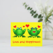Kikkers Love and Hoppiness Yellow Briefkaart (Staand voorkant)