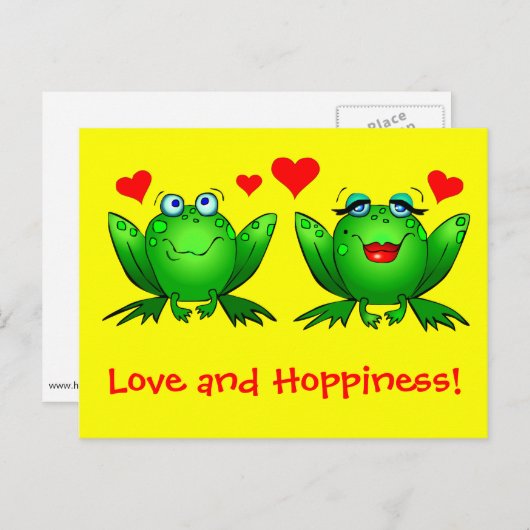 Kikkers Love and Hoppiness Yellow Briefkaart (Voorkant / Achterkant)