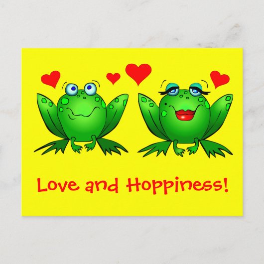 Kikkers Love and Hoppiness Yellow Briefkaart (Voorkant)