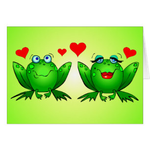 Kikkers Love Cartoon Hearts Green Blank