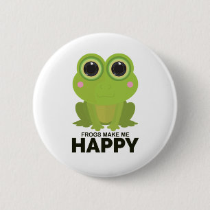 Kikkers maken me gelukkig ronde button 5,7 cm
