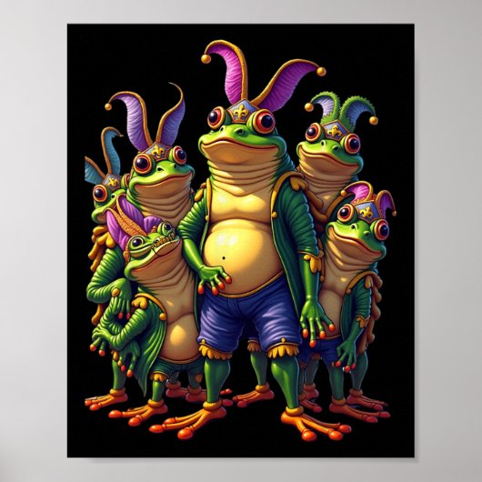Kikkers Mardi Gras Gras Gras Gras Gras Gras Funny Poster (Voorkant)