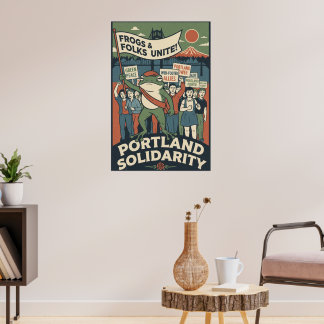 Kikkers & Mensen Verenigd – Portland Solidariteits Poster