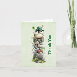 Kikkers met groene hoed en klavertje vier Schattig Bedankkaart