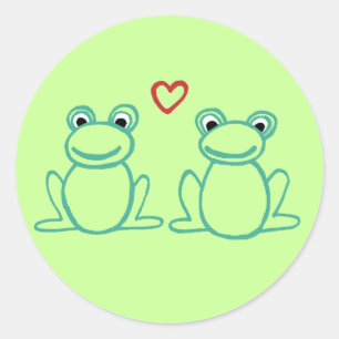 Kikkers met hart ronde sticker