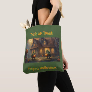Kikkers met jac-o-lanterns Halloween Trick-or-Trea Tote Bag