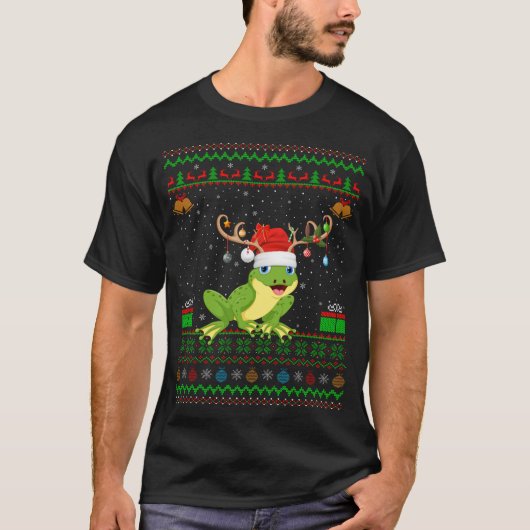 Kikkers met rendierSanta Hat die zich lelijke kikk T-shirt (Voorkant)